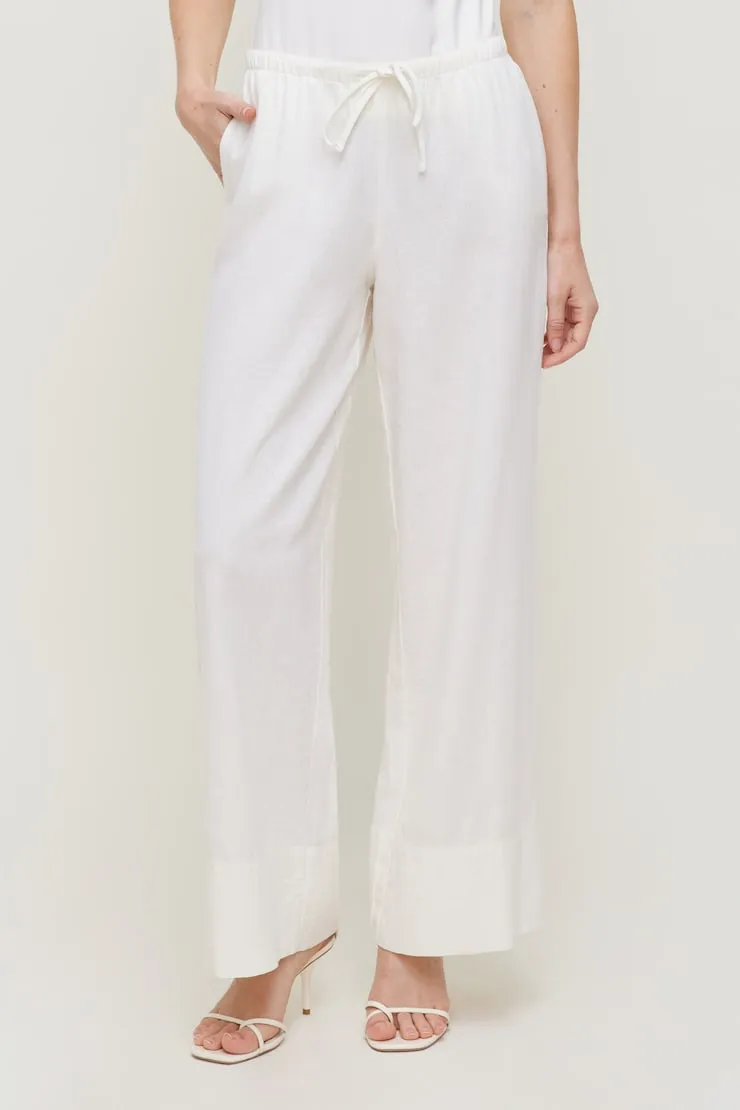 Leo Linen Wide Leg Pants - Dynamite - White - Women Clothing sold by Dynamite product image thumbnail 4
