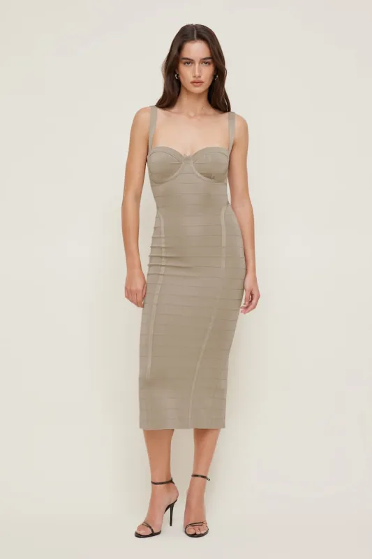 Bandage Midi Dress - Dynamite - Beige - Women Clothing made by Dynamite