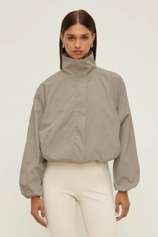 High Neck Wind Anorak - Dynamite - Greys - Women Clothing made by Dynamite
