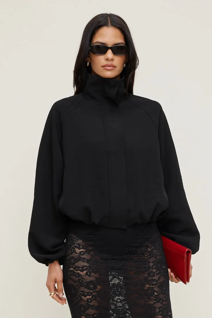 High Neck Airflow Anorak - Dynamite - Black - Women Clothing sold by Dynamite