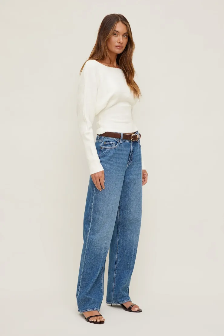 Cinched Boat Neck Sweater - Dynamite - White - Women Clothing sold by Dynamite product image thumbnail 5