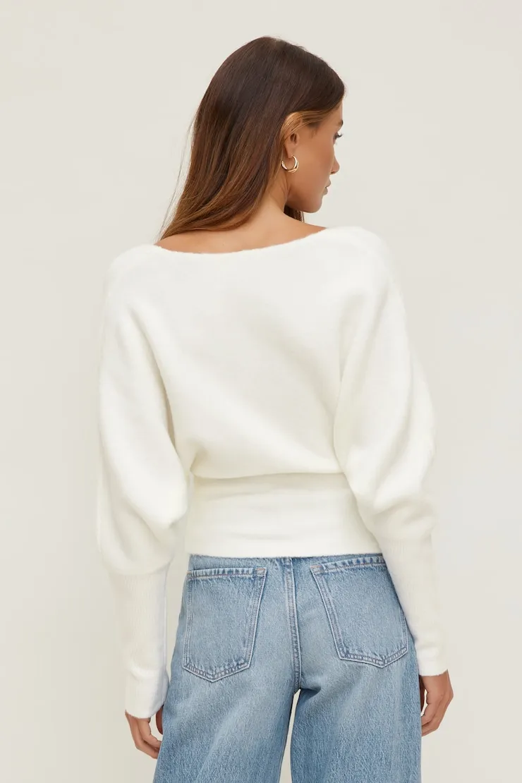 Cinched V Neck Sweater - Dynamite - White - Women Clothing sold by Dynamite product image thumbnail 2