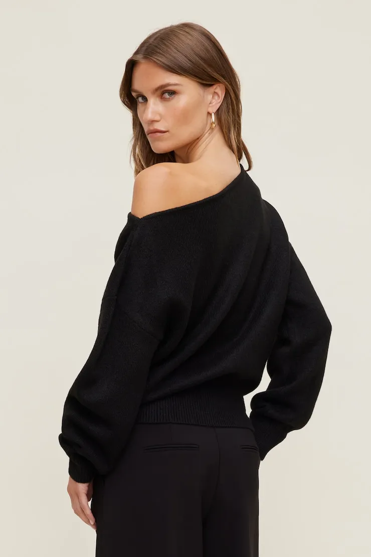 Lola Off Shoulder Sweater - Dynamite - Black - Women Clothing sold by Dynamite product image thumbnail 2
