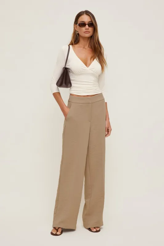 Yasmin Airflow Straight Leg Pants - Dynamite - Brown - Women Clothing made by Dynamite