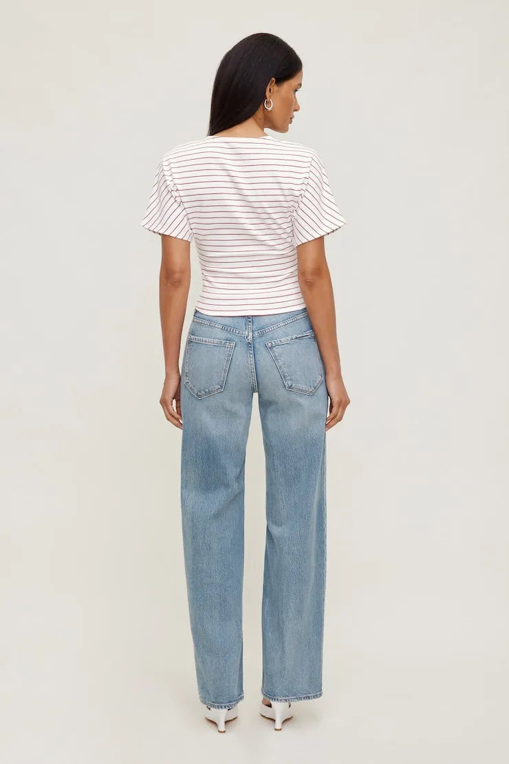 Andrea Striped Cotton T Shirt - Dynamite - Red - Women Clothing sold by Dynamite product image thumbnail 4