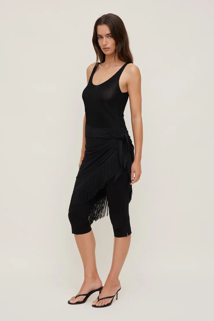 Fringe Triangle Scarf - Dynamite - Black - Women Clothing sold by Dynamite