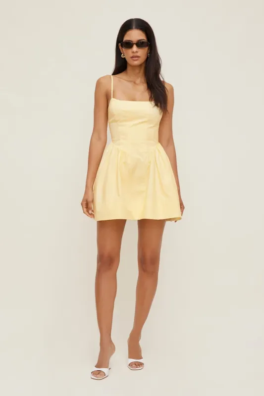 Flared Poplin Mini Dress - Dynamite - Yellow - Women Clothing made by Dynamite