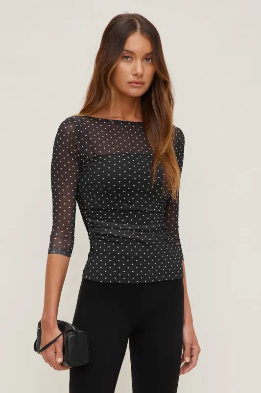 Maude Mesh Top - Dynamite - Black - Women Clothing made by Dynamite