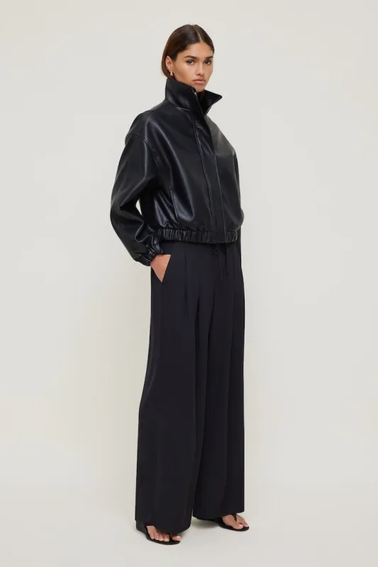 Brynn Faux Leather Bomber Jacket - Dynamite - Black - Women Clothing made by Dynamite