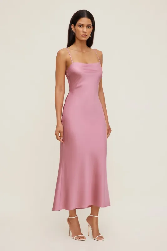 Aubrey Satin Maxi Dress - Dynamite - Pink - Women Clothing made by Dynamite