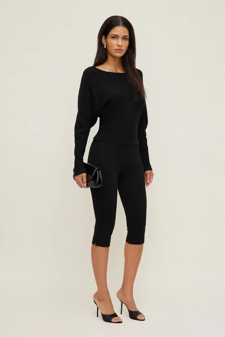 Cinched Boat Neck Sweater - Dynamite - Black - Women Clothing sold by Dynamite product image thumbnail 3