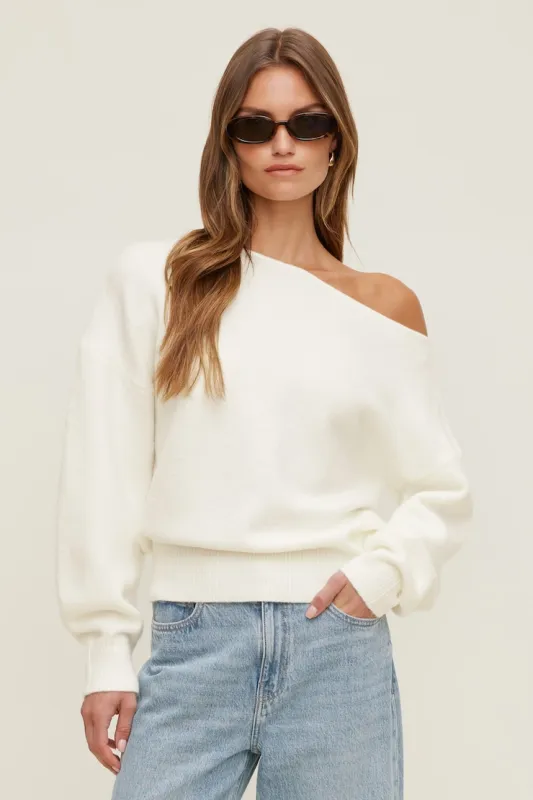 Lola Off Shoulder Sweater - Dynamite - White - Women Clothing made by Dynamite
