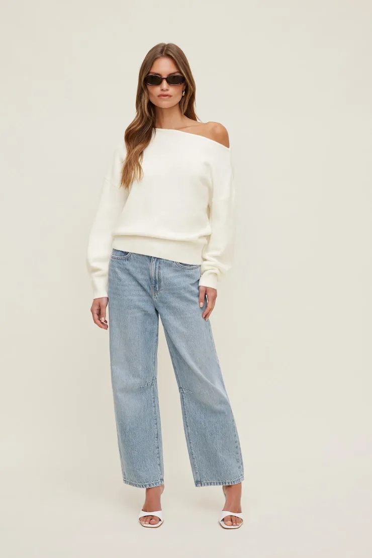 Lola Off Shoulder Sweater - Dynamite - White - Women Clothing sold by Dynamite product image thumbnail 3