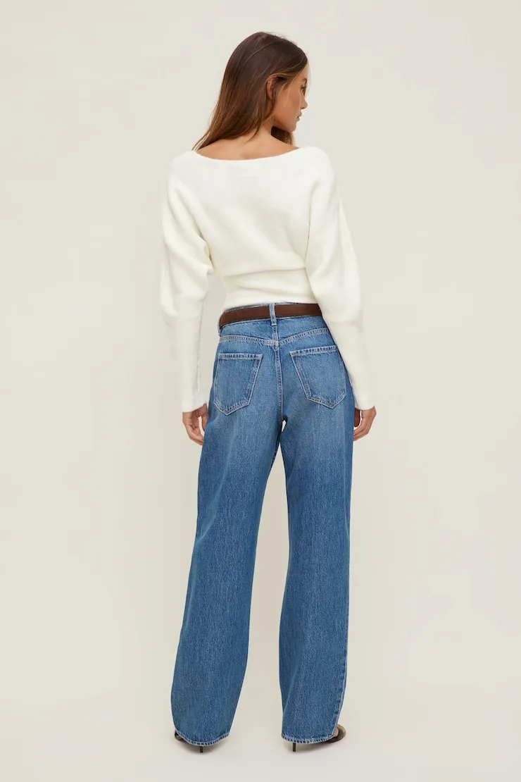 Cinched Boat Neck Sweater - Dynamite - White - Women Clothing sold by Dynamite product image thumbnail 4