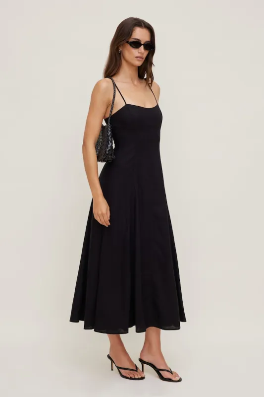 Belle Linen Midi Dress - Dynamite - Black - Women Clothing made by Dynamite