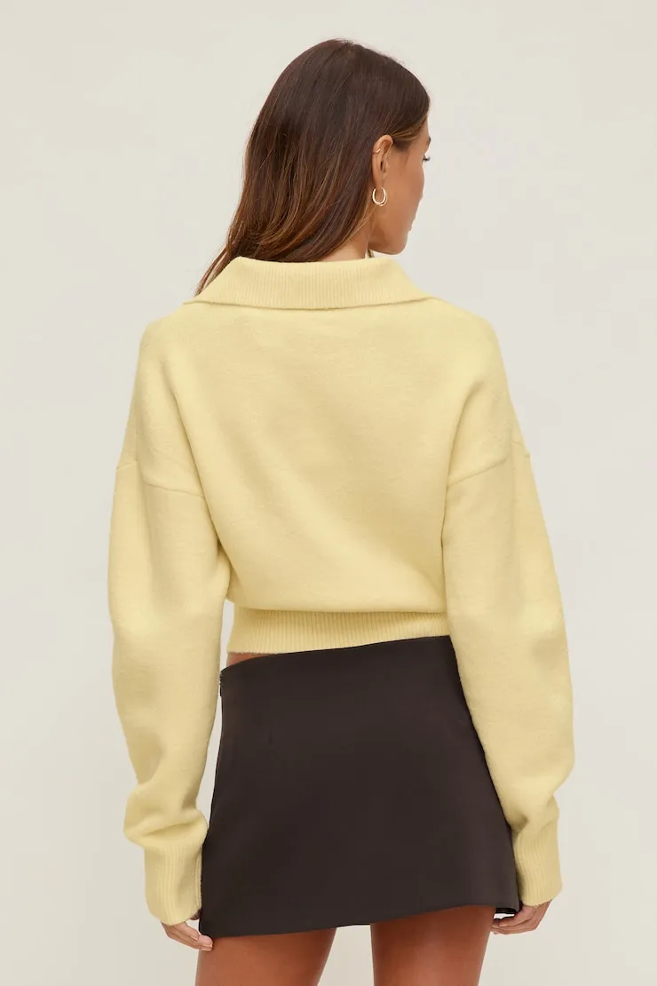 Audrey Cinched Polo Sweater - Dynamite - Yellow - Women Clothing sold by Dynamite product image thumbnail 2