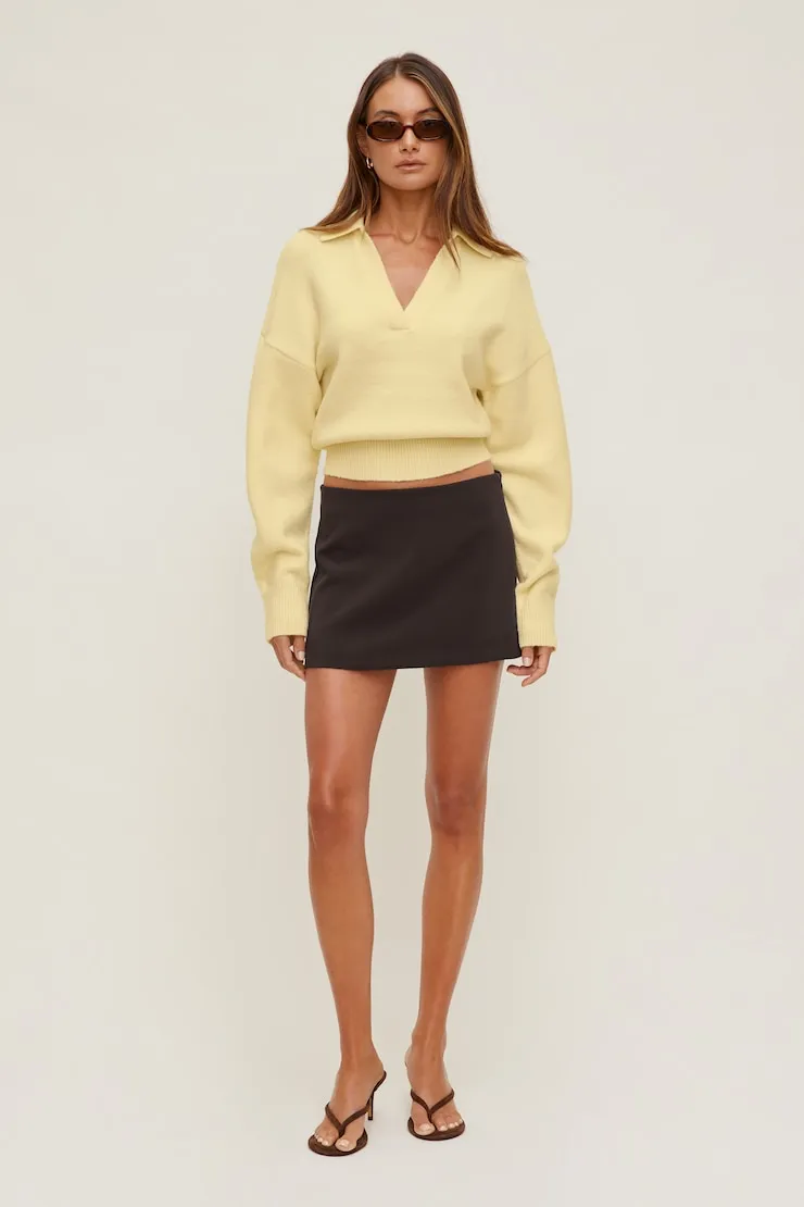 Audrey Cinched Polo Sweater - Dynamite - Yellow - Women Clothing sold by Dynamite product image thumbnail 3