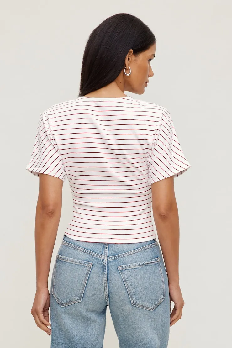 Andrea Striped Cotton T Shirt - Dynamite - Red - Women Clothing sold by Dynamite product image thumbnail 2