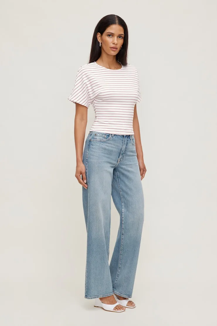 Andrea Striped Cotton T Shirt - Dynamite - Red - Women Clothing sold by Dynamite product image thumbnail 5