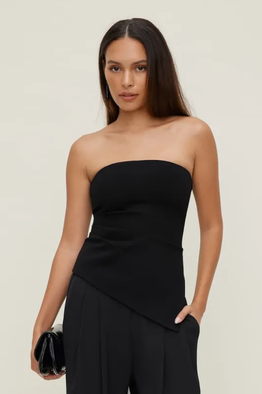 Asymmetric Ponte Tube Top - Dynamite - Black - Women Clothing made by Dynamite