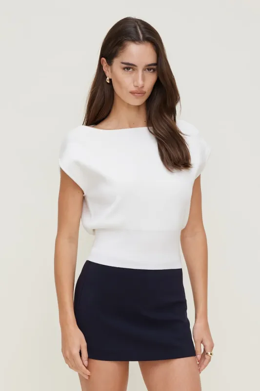 Aria Boat Neck Sweater - Dynamite - White - Women Clothing made by Dynamite
