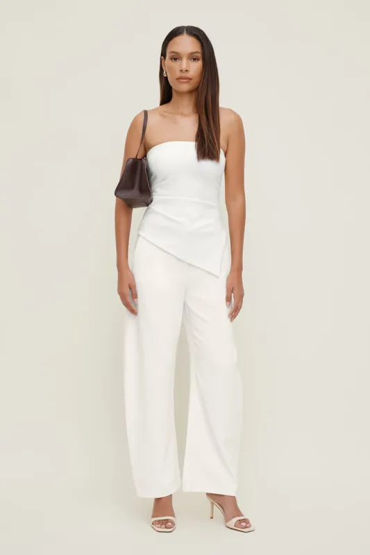 Mid Rise Barrel Leg Pants - Dynamite - White - Women Clothing made by Dynamite