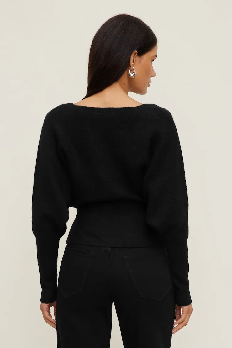 Cinched V Neck Sweater - Dynamite - Black - Women Clothing sold by Dynamite product image thumbnail 2