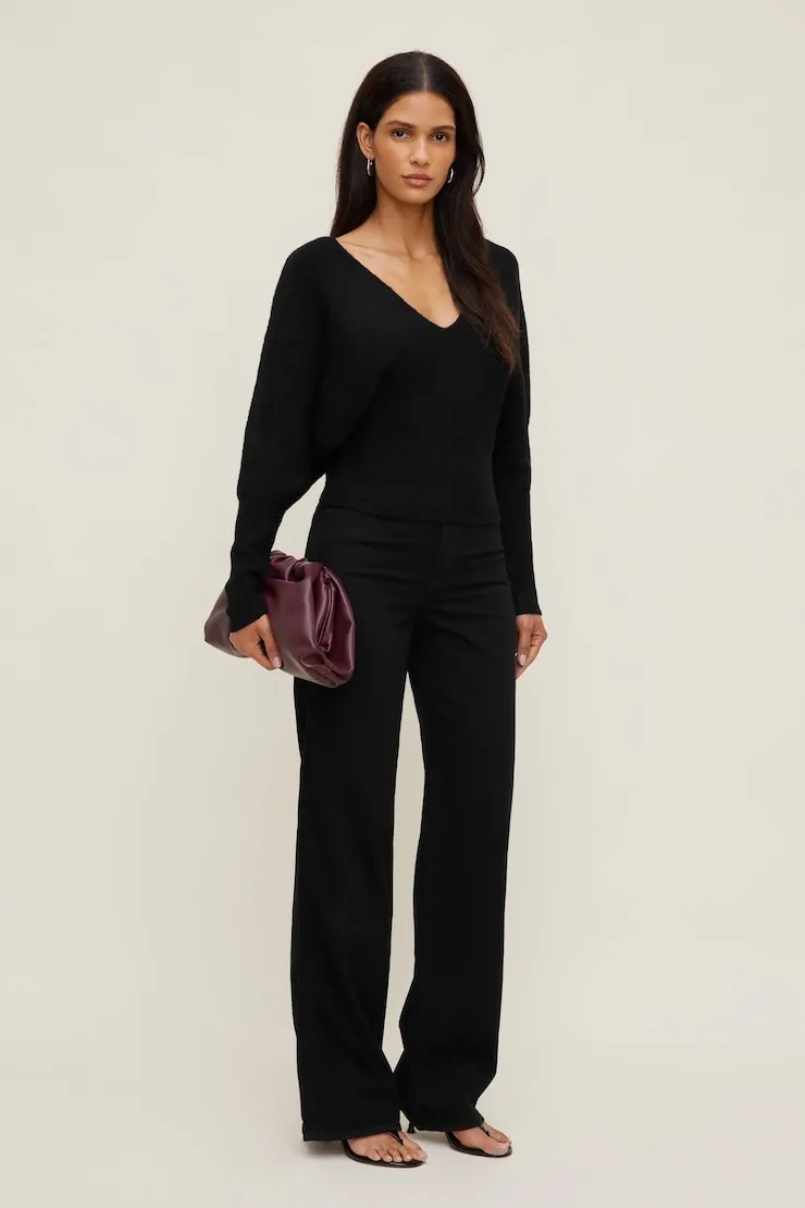 Cinched V Neck Sweater - Dynamite - Black - Women Clothing sold by Dynamite product image thumbnail 3
