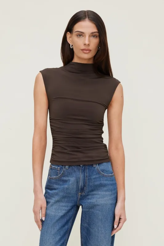 Bria Sculpt T Shirt - Dynamite - Brown - Women Clothing made by Dynamite