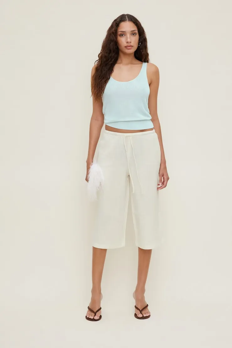 Leo Linen Capri Pants - Dynamite - White - Women Clothing sold by Dynamite