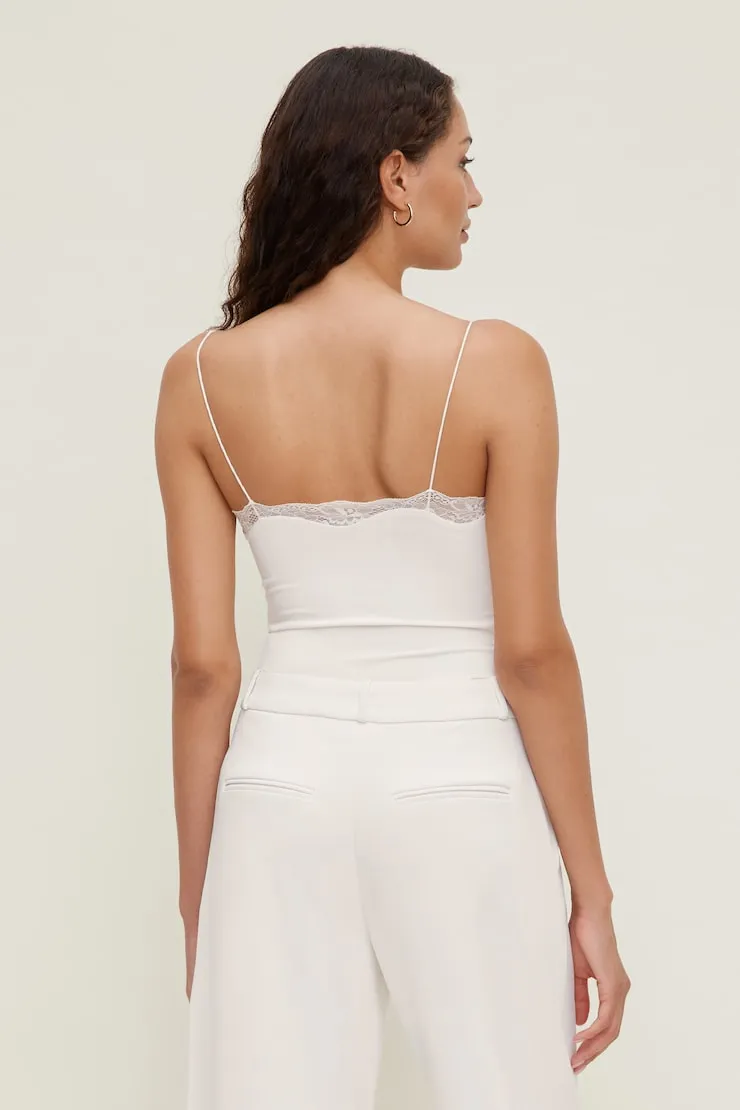 Sculpt Lace Trim Bodysuit - Dynamite - White - Women Clothing sold by Dynamite product image thumbnail 2