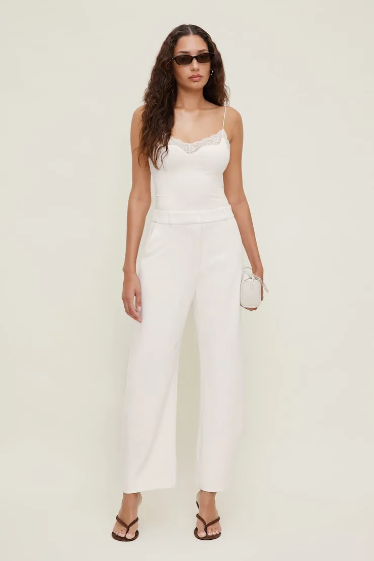 Sculpt Lace Trim Bodysuit - Dynamite - White - Women Clothing sold by Dynamite product image thumbnail 3