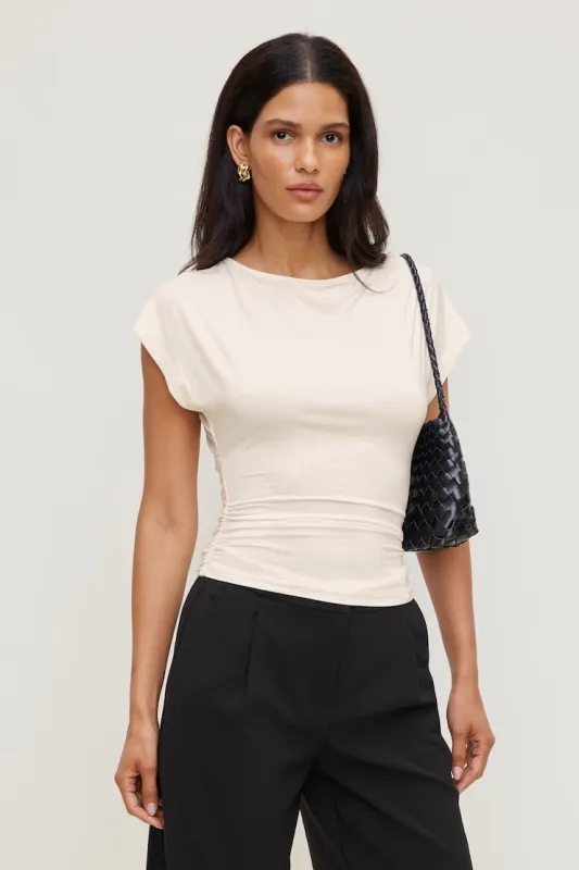 Flutter Sleeve Top - Dynamite - Beige - Women Clothing made by Dynamite