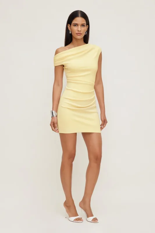 Jana Crepe Mini Dress - Dynamite - Yellow - Women Clothing made by Dynamite