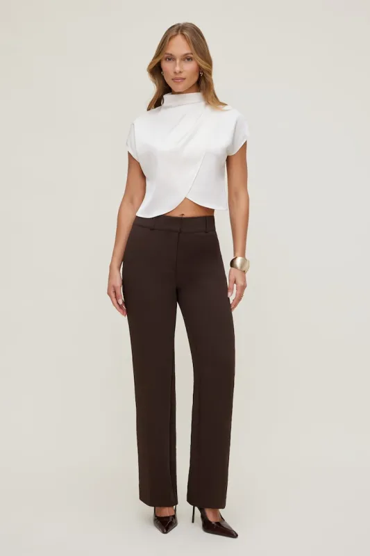 Camelia Airflow Clean Straight Leg Pants - Dynamite - Brown - Women Clothing made by Dynamite