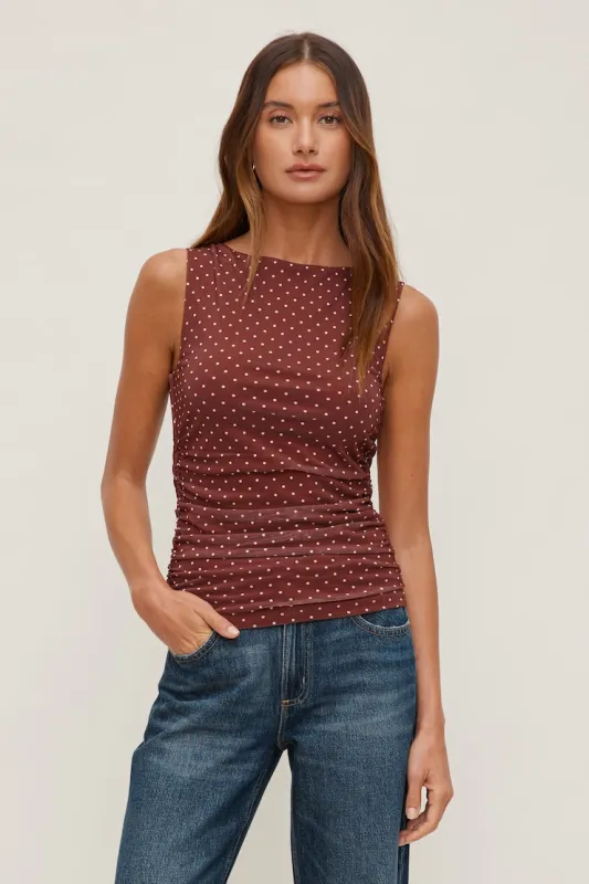 Nola Printed Mesh Tank Top - Dynamite - Red - Women Clothing made by Dynamite