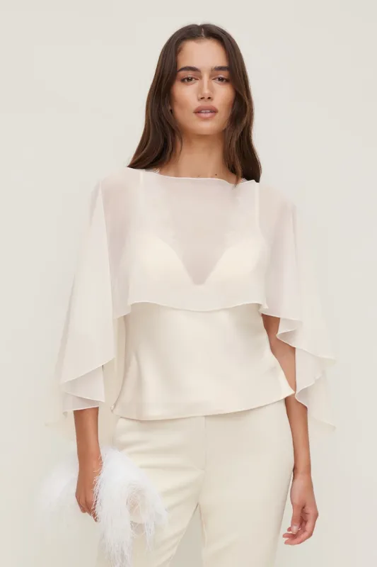 Sheer Short Cape - Dynamite - Beige - Women Clothing made by Dynamite