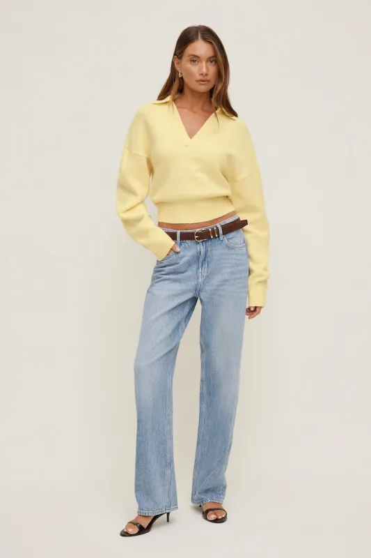Mika Mid Rise Relaxed Straight Leg Jeans - Dynamite - Blue - Women Clothing made by Dynamite