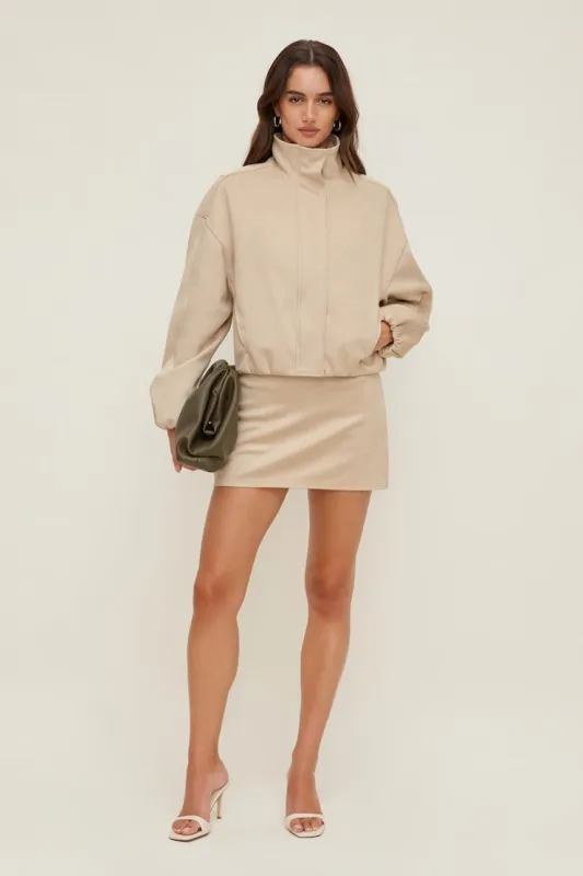 Stacie Faux Suede Mini Skort - Dynamite - Beige - Women Clothing made by Dynamite