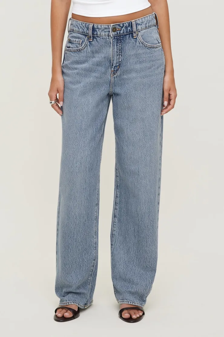 Mika Mid Rise Relaxed Straight Leg Jeans - Dynamite - Blue - Women Clothing sold by Dynamite product image thumbnail 3