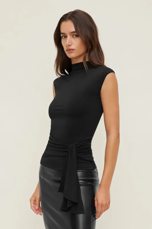 Sculpt Draped Scarf Top - Dynamite - Black - Women Clothing made by Dynamite