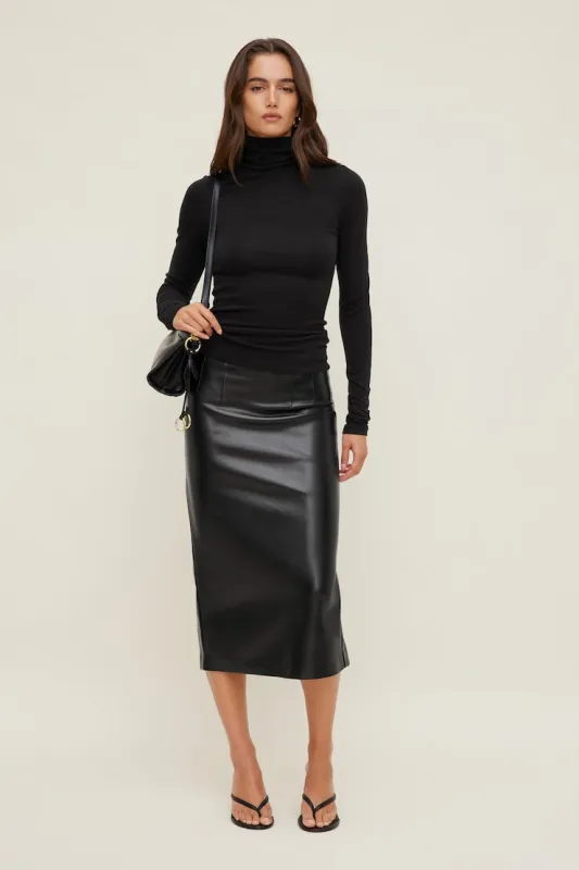 Faux Leather Maxi Skirt - Dynamite - Black - Women Clothing made by Dynamite