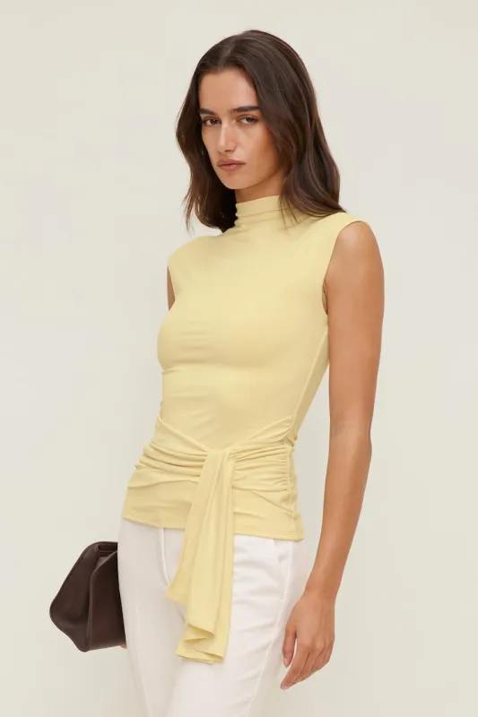 Sculpt Draped Scarf Top - Dynamite - Yellow - Women Clothing made by Dynamite