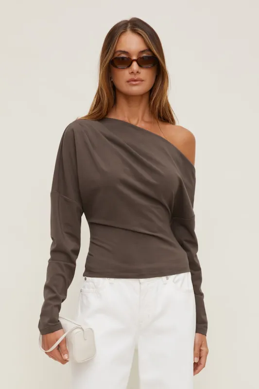 Alexa Long Sleeve T Shirt - Dynamite - Brown - Women Clothing made by Dynamite