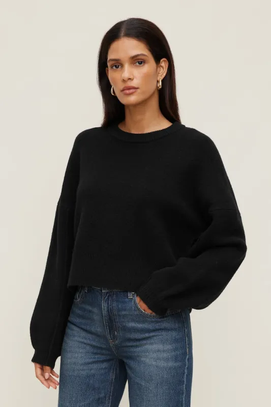 Rylie Balloon Sleeve Sweater - Dynamite - Black - Women Clothing made by Dynamite