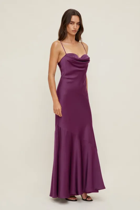 Bustier Satin Maxi Dress - Dynamite - Purple - Women Clothing made by Dynamite