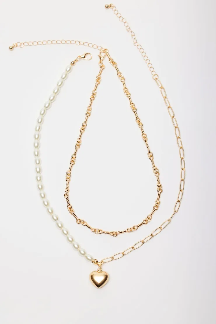 Layered Twist & Pearl Locket Necklace - Dynamite - White - Women Clothing sold by Dynamite product image thumbnail 2
