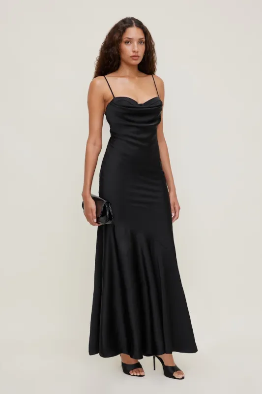 Bustier Satin Maxi Dress - Dynamite - Black - Women Clothing made by Dynamite