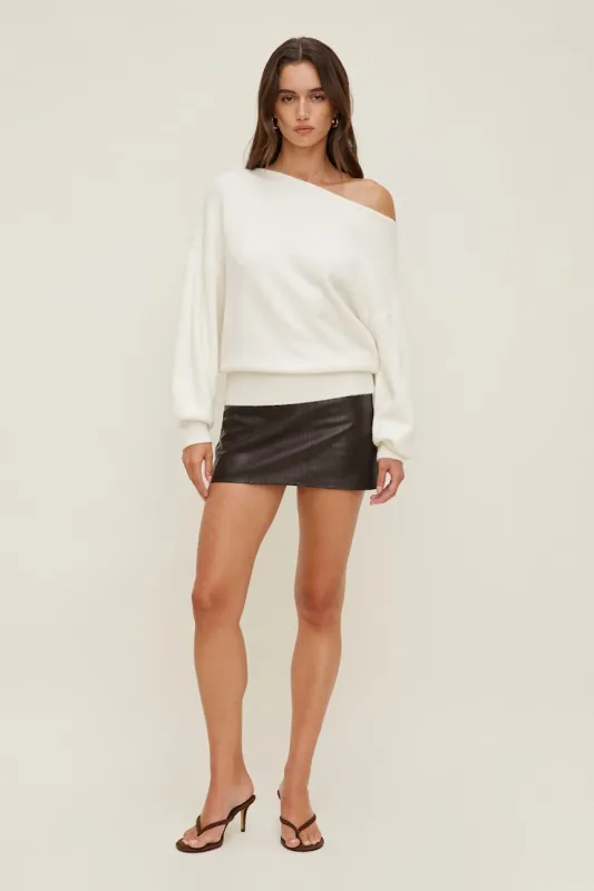 Stacie Croc Faux Leather Mini Skort - Dynamite - Brown - Women Clothing made by Dynamite