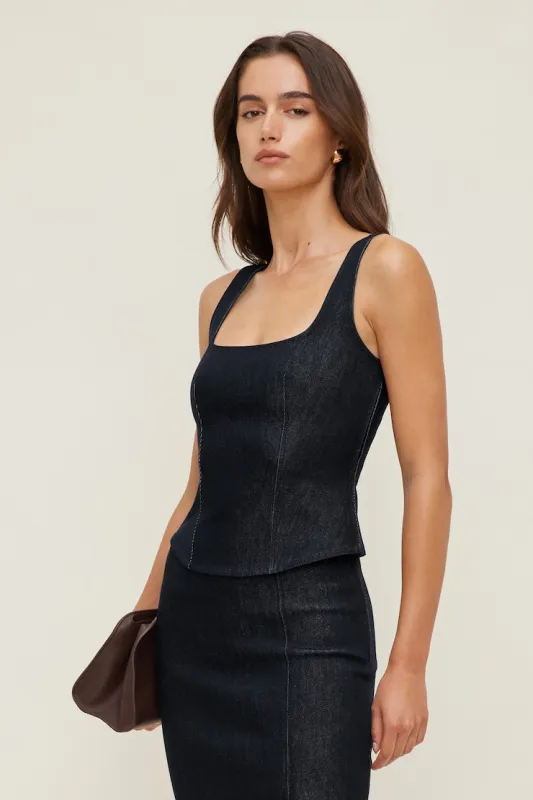 Denim Bustier Top - Dynamite - Blue - Women Clothing made by Dynamite